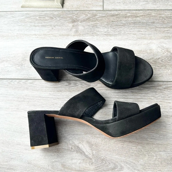 Mansur Gavriel Black Suede Full Leather Slide Sandal Made in Italy - Picture 2 of 16